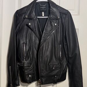 Avec Les Filles x Earnest Sewn Black Leather Moto Jacket